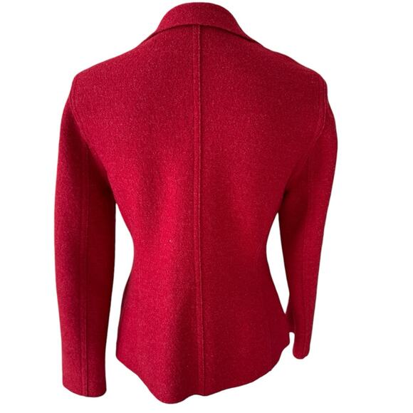 Vintage VALERIE STEVENS Boiled Wool Blazer Size 2P Cherry Red Preppy Career - Picture 3 of 8
